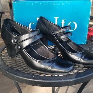 Rialto black slip on heels